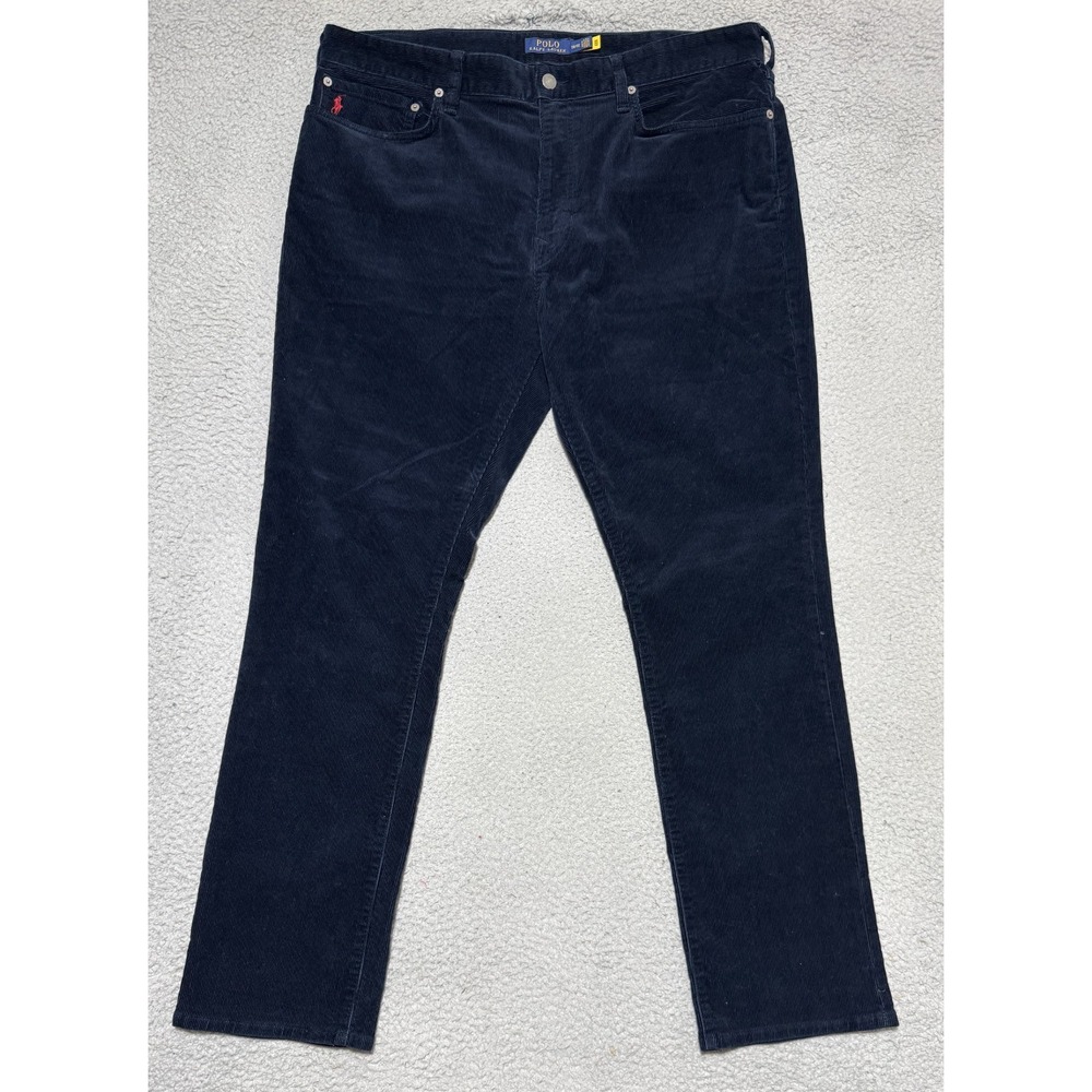 Polo Ralph Lauren Navy Blue corduroy THE VARICK SLIM STRAIGHT Mens Size 38
